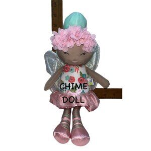 Gold Inc Ballerina Fairy Chime Doll Plush Stuffed Toy 13" Pink Green Dark Skin
